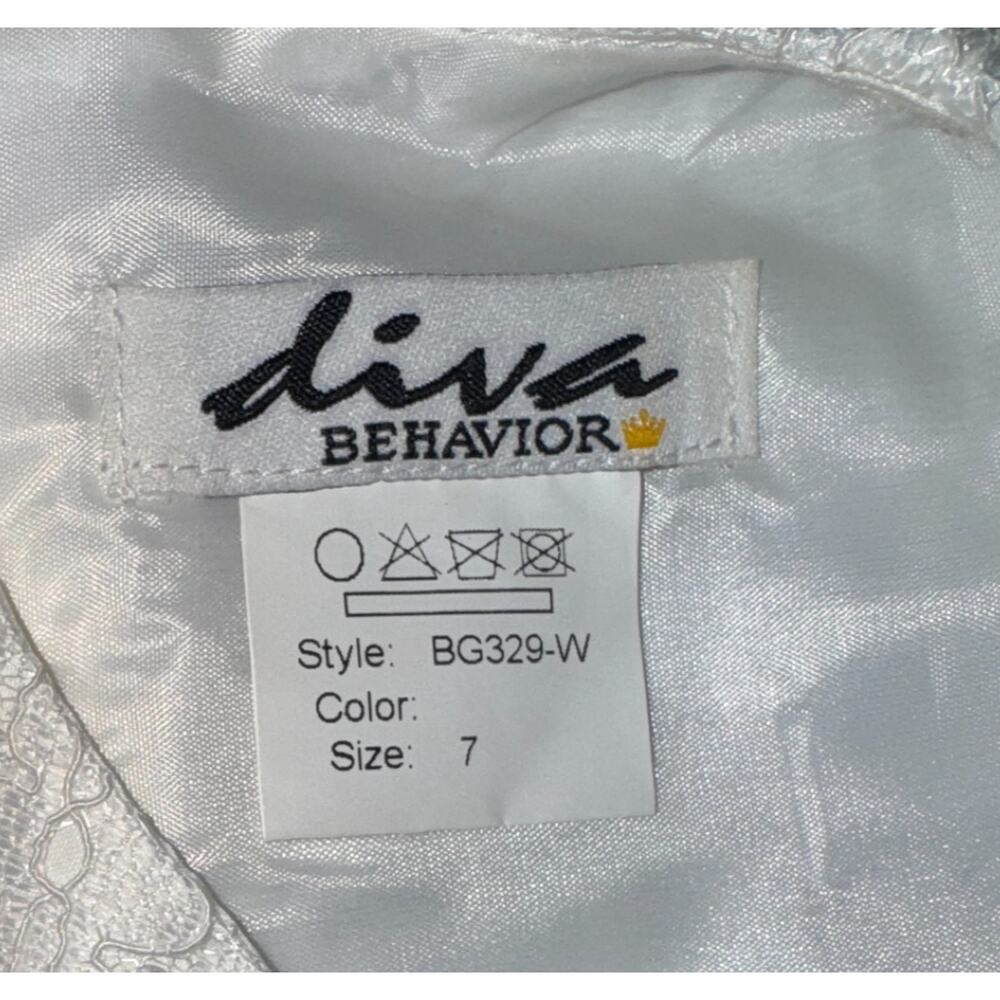 Diva Behavior‎ Girls 7 Dress Floral Tulle Lace Wedding Christening Flower Girl - Picture 6 of 11